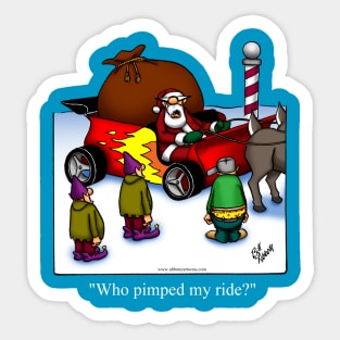 Funny Christmas Pimped Ride Santa's Sleigh Cartoon Sticker